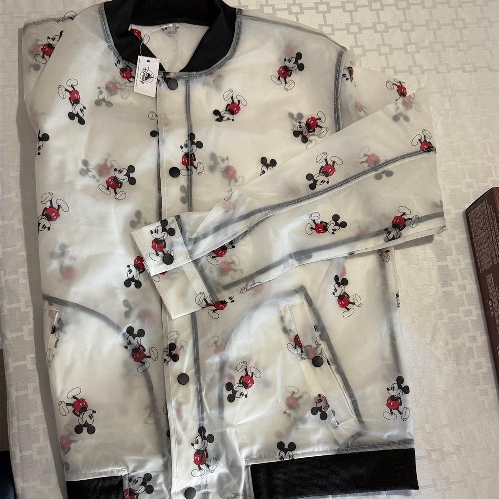 Disney Mickey Mouse Transparent Rain Coat with Black Accents